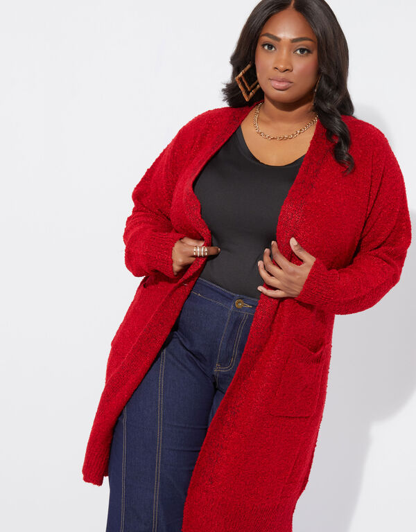 Boucle Knit Duster, Barbados Cherry image number 0