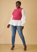 Ruched Paneled Ribbed Top, Pink Peacock image number 2