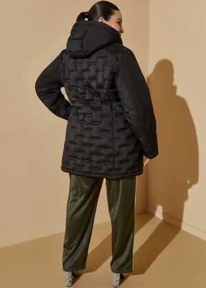 Quilted Puffer Coat, Black image number 1
