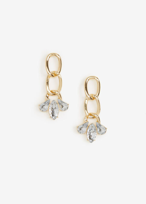Diamond Chain Link Drop Earrings, Gold image number 0