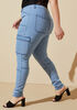 Cargo Pocket Skinny Jeans, Lt Sky Blue image number 3