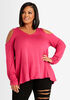 Plus Size Dress Tops Cute Cold Shoulder Ruched Knit Plus Tunic Tops image number 0