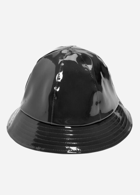 Black Patent Leather Bucket Hat, Black image number 0