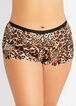 Lace Cheeky Boyshort Panty, Brown Animal image number 0