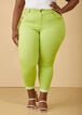 Cuffed Stretch Denim Skinny Jeans, LIME PUNCH image number 2