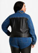 Faux Leather & Denim Crop Jacket, Black Combo image number 1