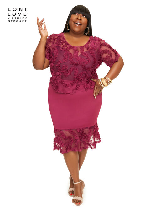 Ruffle Mesh Trim Skirt, Raspberry Radiance image number 1
