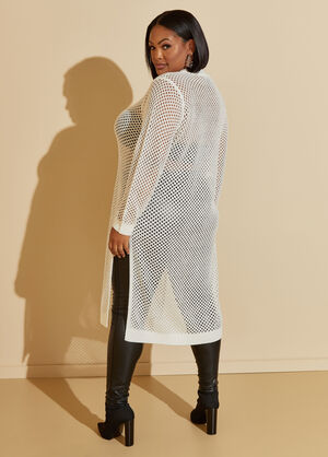 Open Knit Duster, White image number 1
