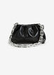 Ruched Faux Leather Chain Bag, Black image number 1