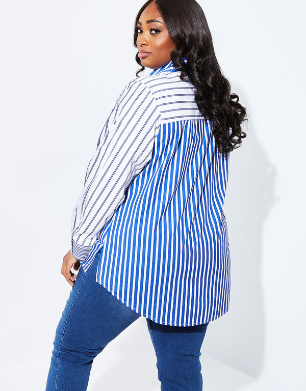 Striped Cotton Shirt, Blue image number 1