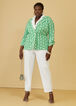 Ruched Square Print Blazer, Green image number 2
