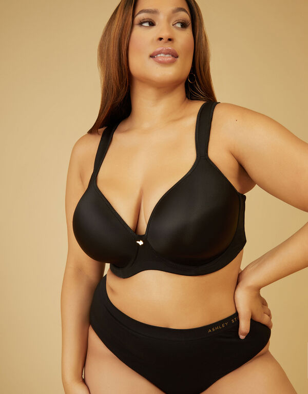 Smoothing Plunge Butterfly Bra, Black image number 0