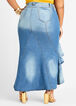 Tiered Slit Front Denim Maxi Skirt, Indigo image number 1