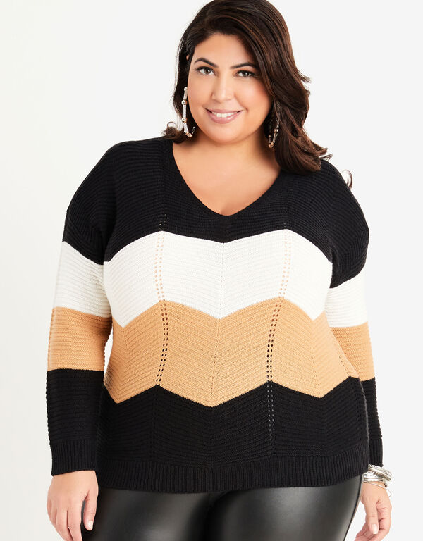 Plus Size Sweater Intarsia Knit Lace Up Classic Plus Size Knitted Top image number 0