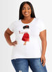 Lady In Red Fur Trim Graphic Tee, White image number 0