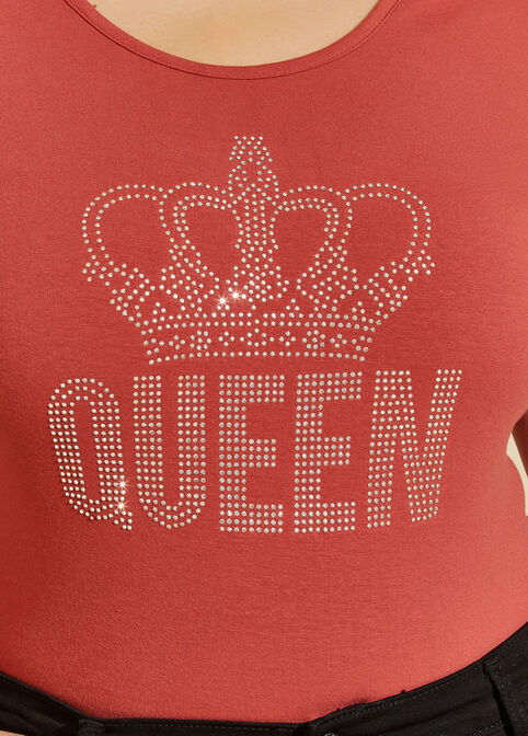 Queen Embellished Tee, Rust image number 2