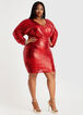 Sequin Wrap Bodycon Evening Dress, Red image number 0
