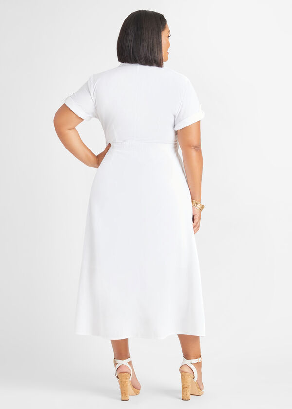 Layered Poplin Shirtdress, White image number 1