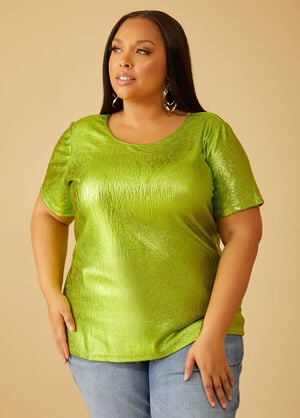 Metallic Coated Tee, LIME PUNCH image number 0