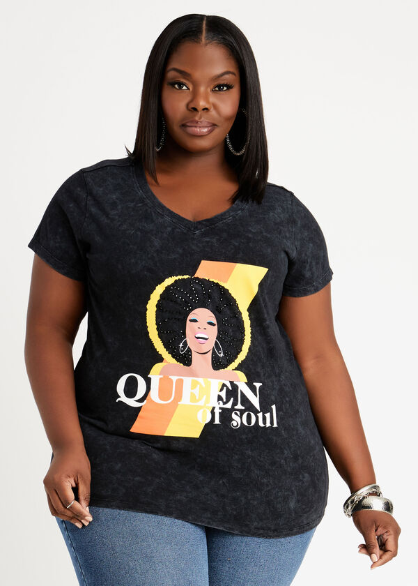 Rhinestone Queen of Soul Tee, Black image number 0