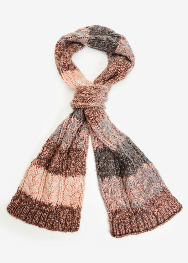 Blush Ombre Cable Knit Scarf, Pink image number 1