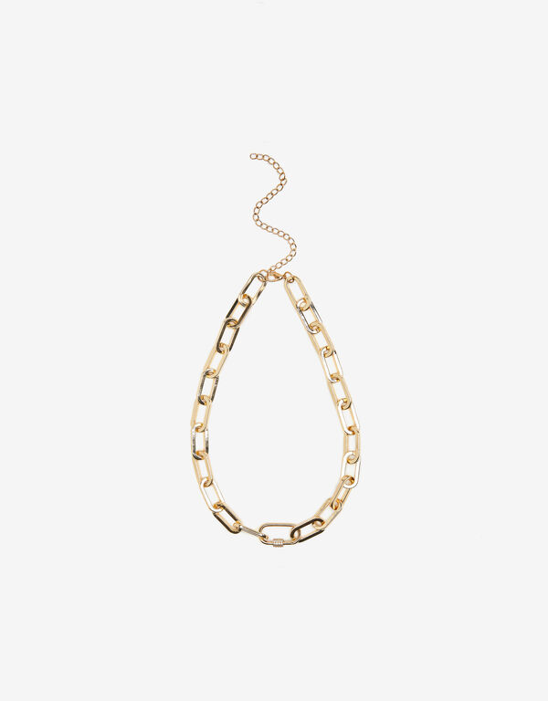 Crystal Pave Gold Tone Necklace, Gold image number 0