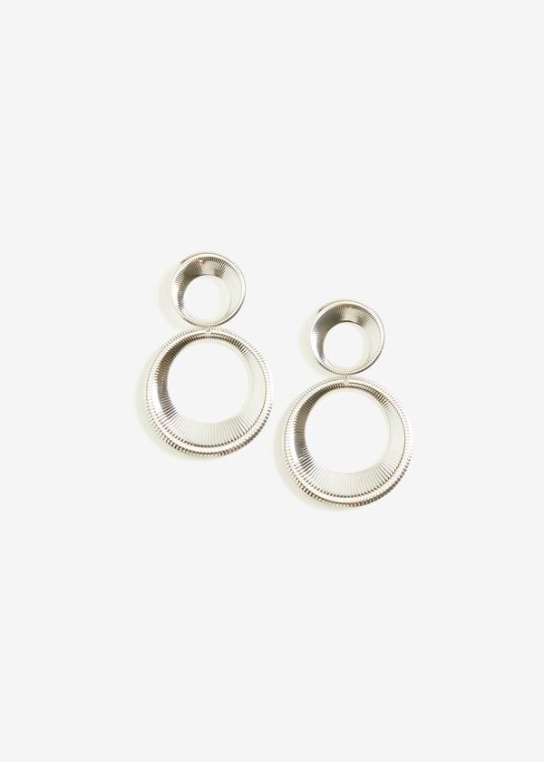Silver Tone Ring Drop Earrings, Silver image number 0