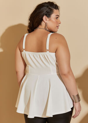 Stretch Crepe Peplum Top, White image number 1