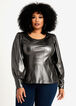 Perforated Faux Leather Top, Grey image number 0