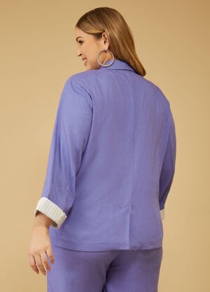Roll Sleeved Linen Blend Blazer, Very Peri image number 1