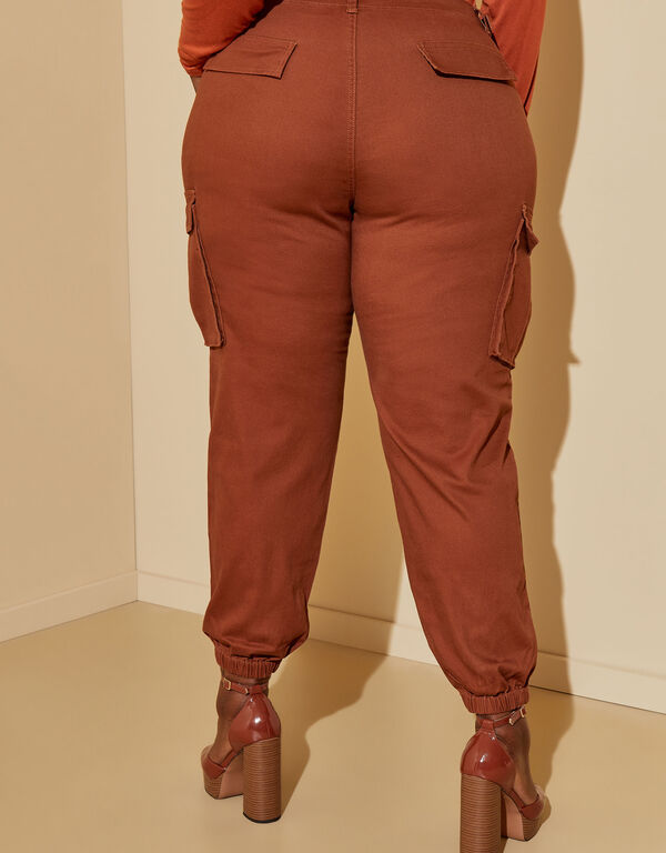 High Rise Twill Joggers, Brown image number 1