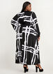 Belted Open Sleeve Wrap Maxi Dress, Black White image number 1