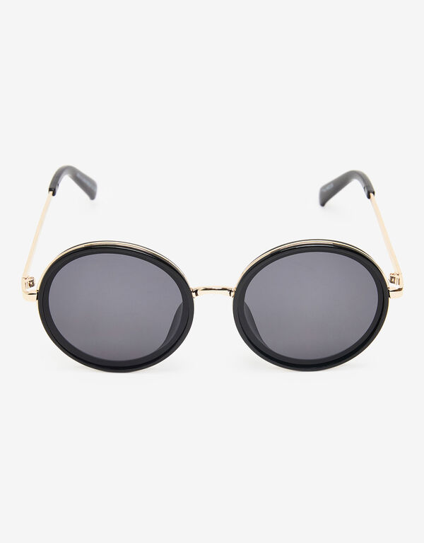 Round Frame Sunglasses, Black image number 1