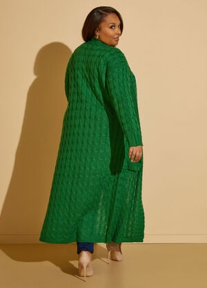 Cable Knit Duster, Abundant Green image number 1