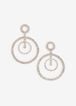 Rhinestone Circle Drop Earrings, Silver image number 0