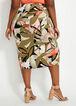 Abstract Floral Side Slit Skirt, Dusty Olive image number 1