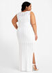 Belted Pointelle Maxi Dress, White image number 1