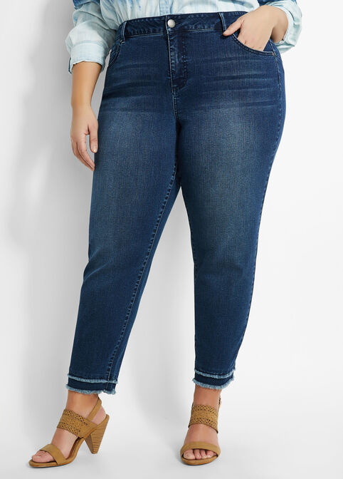 Tall Double Fray Dark Wash Skinny, Dk Rinse image number 0