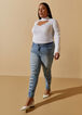 Distressed Paneled Skinny Jeans, Classic Blue image number 3