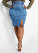 Belted Denim High Waist Skirt, Medium Blue image number 0