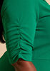 Textured Tie Neck A Line Dress, Abundant Green image number 3