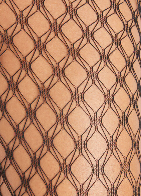 Double Fishnet Control Top Tights, Black image number 1