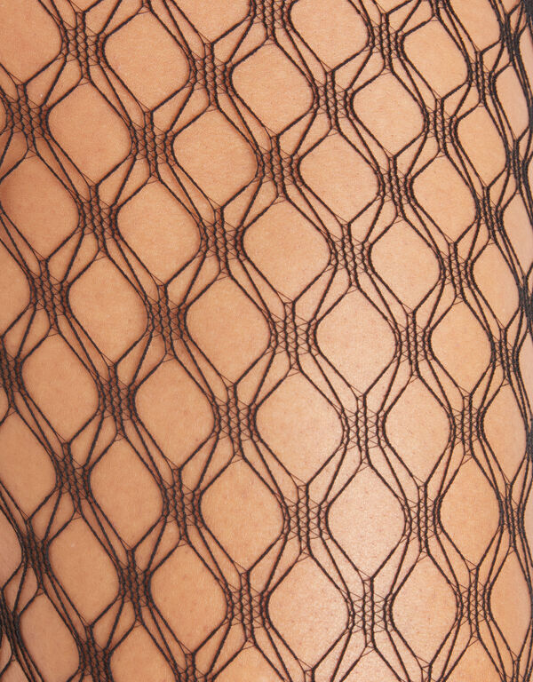 Double Fishnet Control Top Tights, Black image number 1