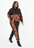 Plaid Stretch Knit Joggers, Black Combo image number 2