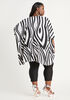 Zebra Print Hi Low Kimono, Black White image number 1