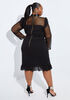 Crocheted And Crepe Sheath Dress, Black image number 1
