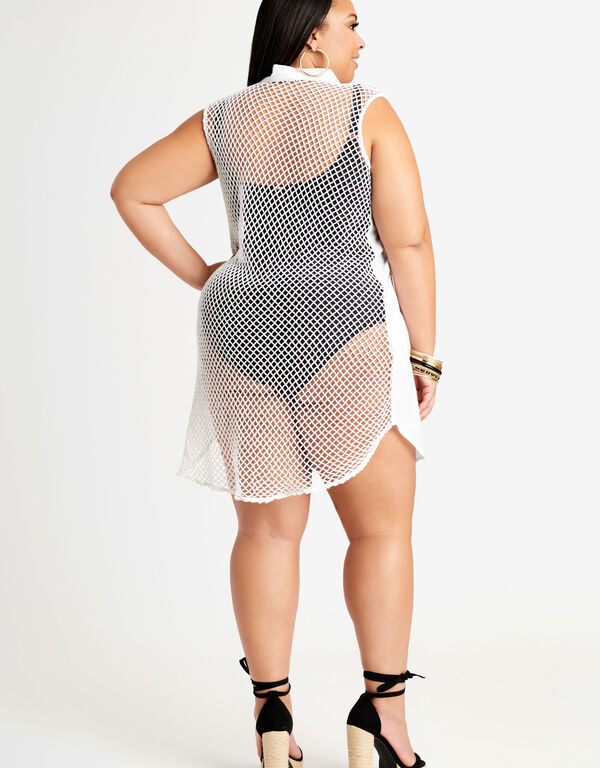 Hi Lo Mesh Cover Up, White image number 1