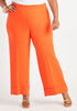 Spicy Orange Cuffed High Rise Wide Leg Pants, SPICY ORANGE image number 0