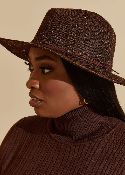 Embellished Panama Hat, Brown image number 0