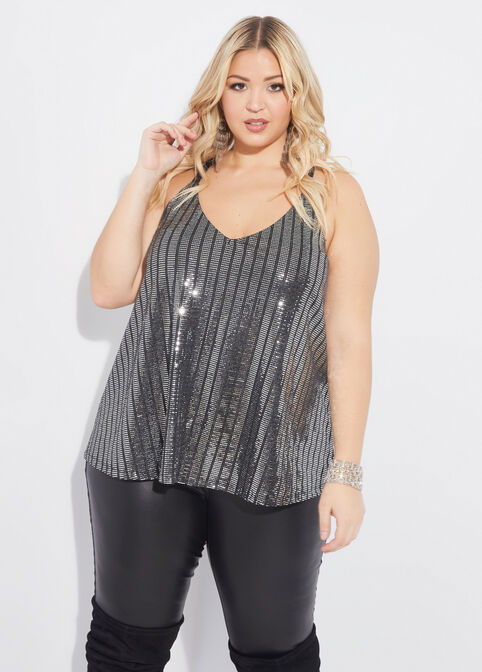 Sequined Stretch Knit Cami,  image number 0